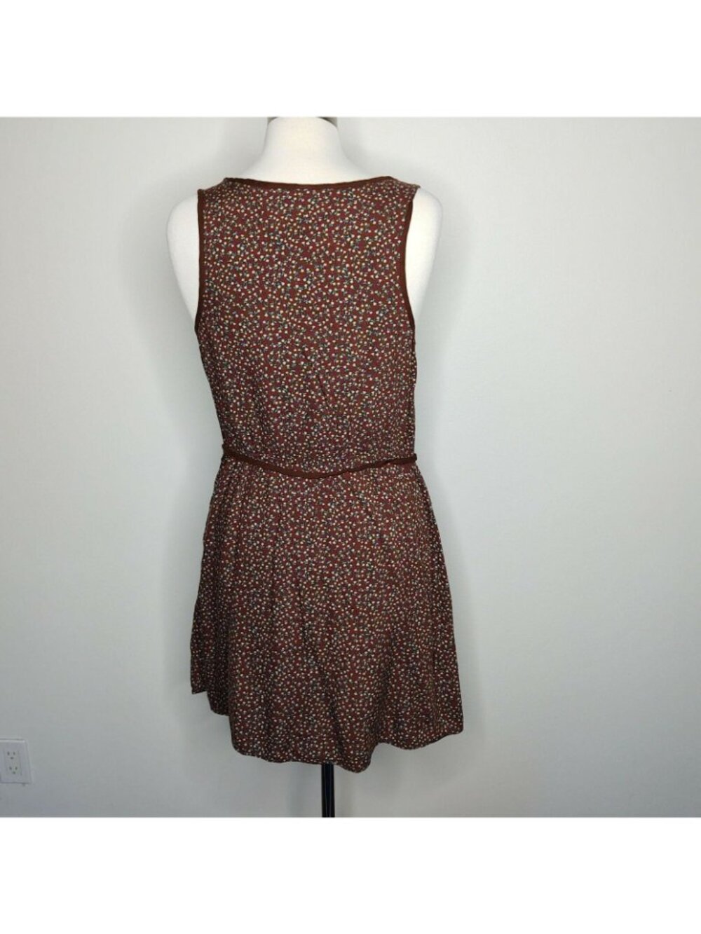 Mossimo Brown Floral Sleeveless Mini Dress L - Picture 10 of 10